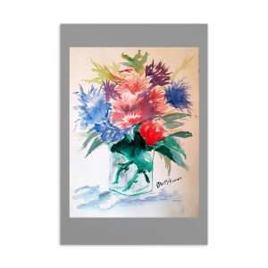 Abstract Watercolor Flowers Postcard