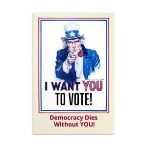 Democracy dies without you postcard